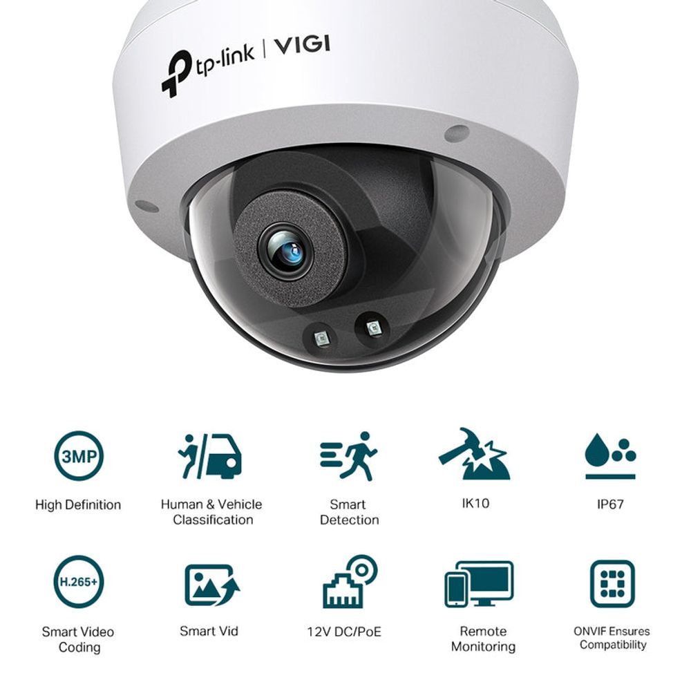 TL-VIGIC230I(4MM) - TP-Link VIGI C230I (2.8-4mm) 3MP Outdoor IR Dome Network Camera