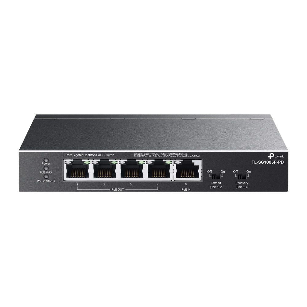 TL-SG1005P-PD - TP-Link 5-Port Gigabit Desktop PoE+ Switch with 1-Port PoE++ In and 4-Port PoE+Out