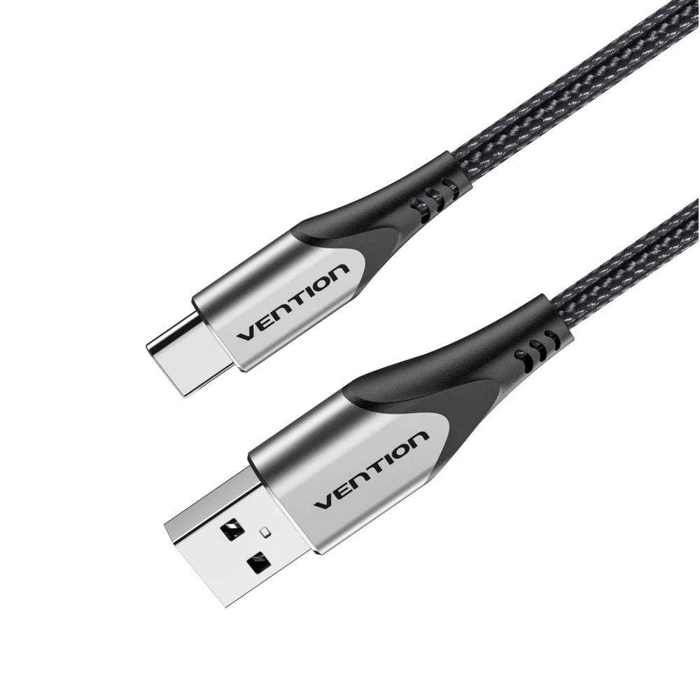 VEN-CODHF - Vention Cotton Braided USB 2.0 A Male to C Male 3A Cable 1M Gray Aluminum Alloy Type