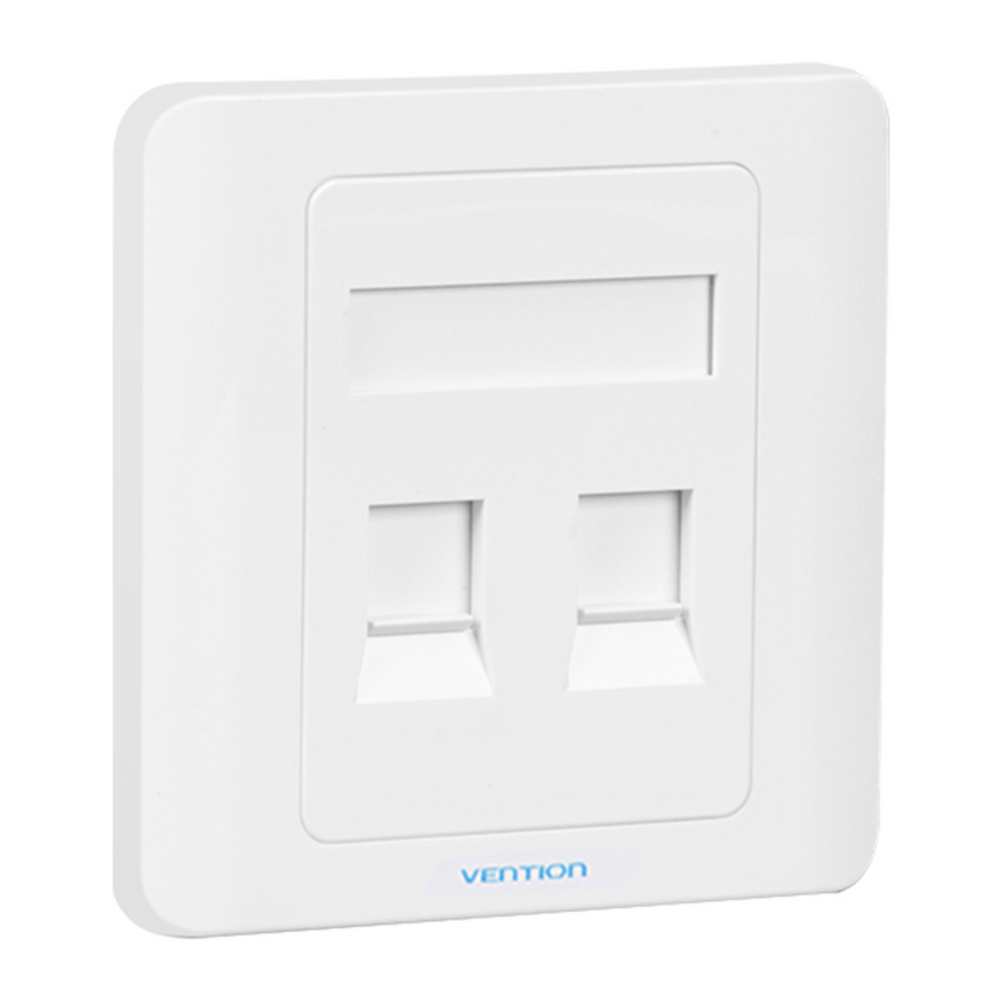 VEN-IFBW0 - Vention 2 Port keystone Jack Wall Plate White 86 Type