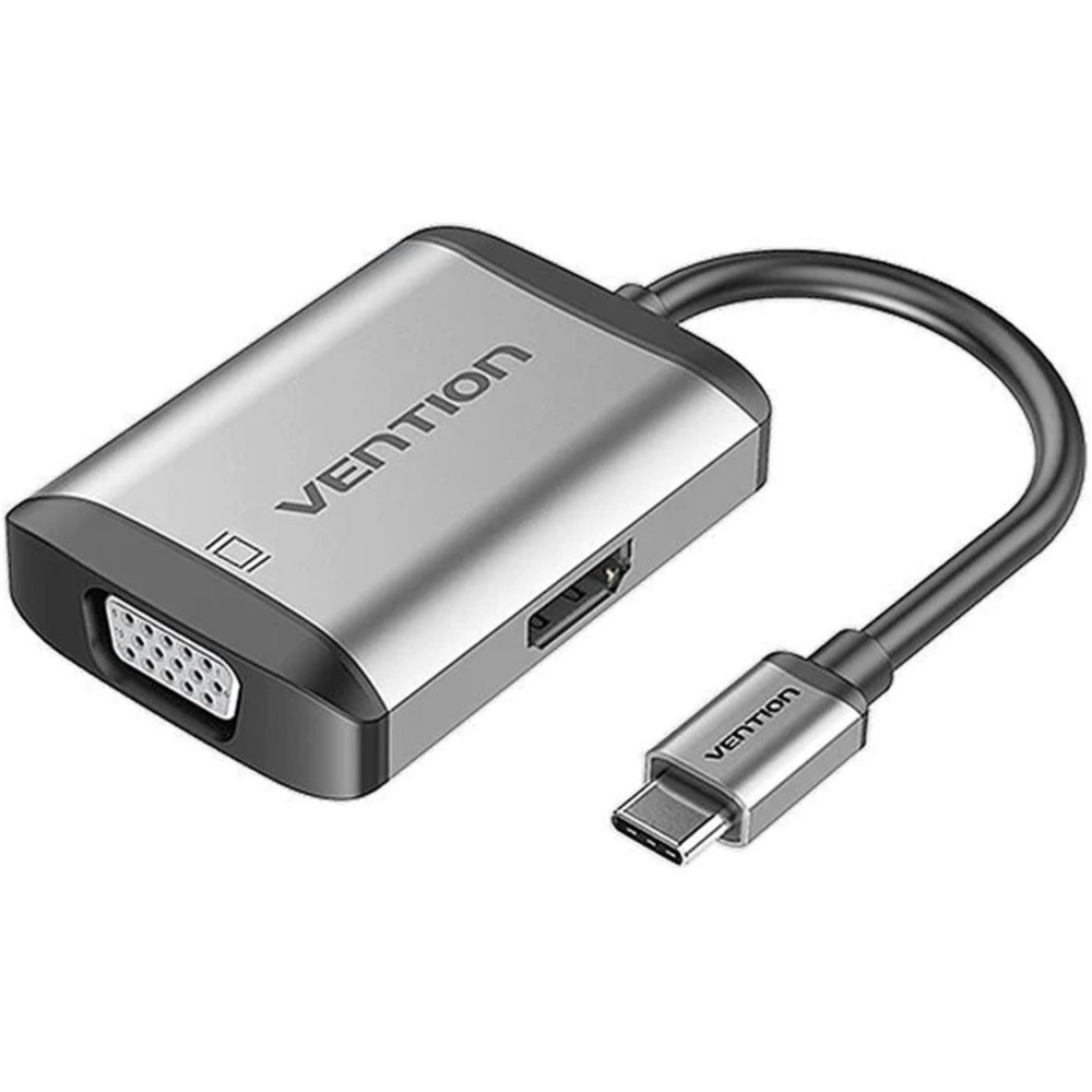 VEN-TFAHB - Vention Type-C to HDMI/VGA/USB3.0/PD Converter 0.15M Gray Metal Type