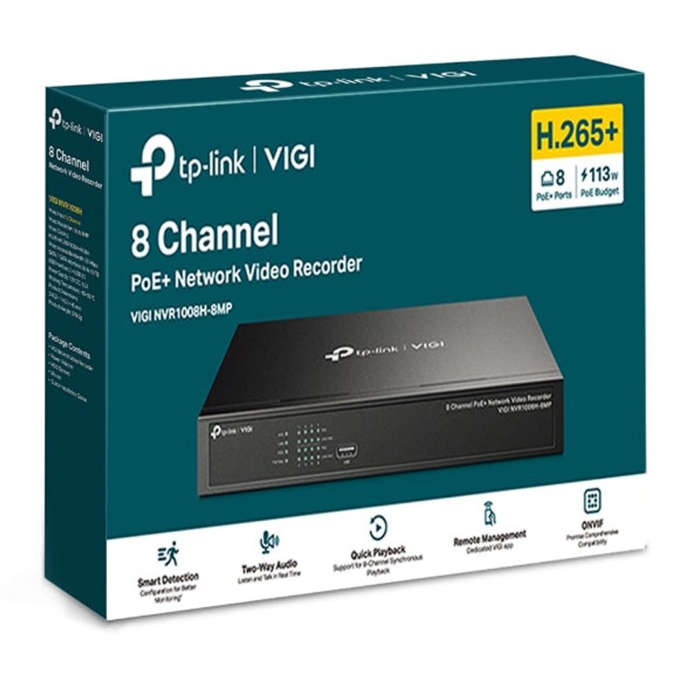 VIGI NVR1008H-8MP - TP-Link 8 Channel PoE+ Network Video Recorder