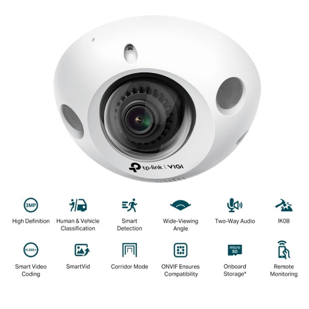 TL-VIGIC230I MINI(2.8MM) - TP-Link VIGI C230I (2.8mm) Mini 3MP Outdoor IR Mini Dome Network Camera