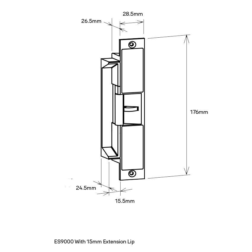 119001-000 - Trimec ES9000 12-30VDC Preload Multi-Function Strike Trimec ES9000 Preload Multi-Function Strike 15mm lip