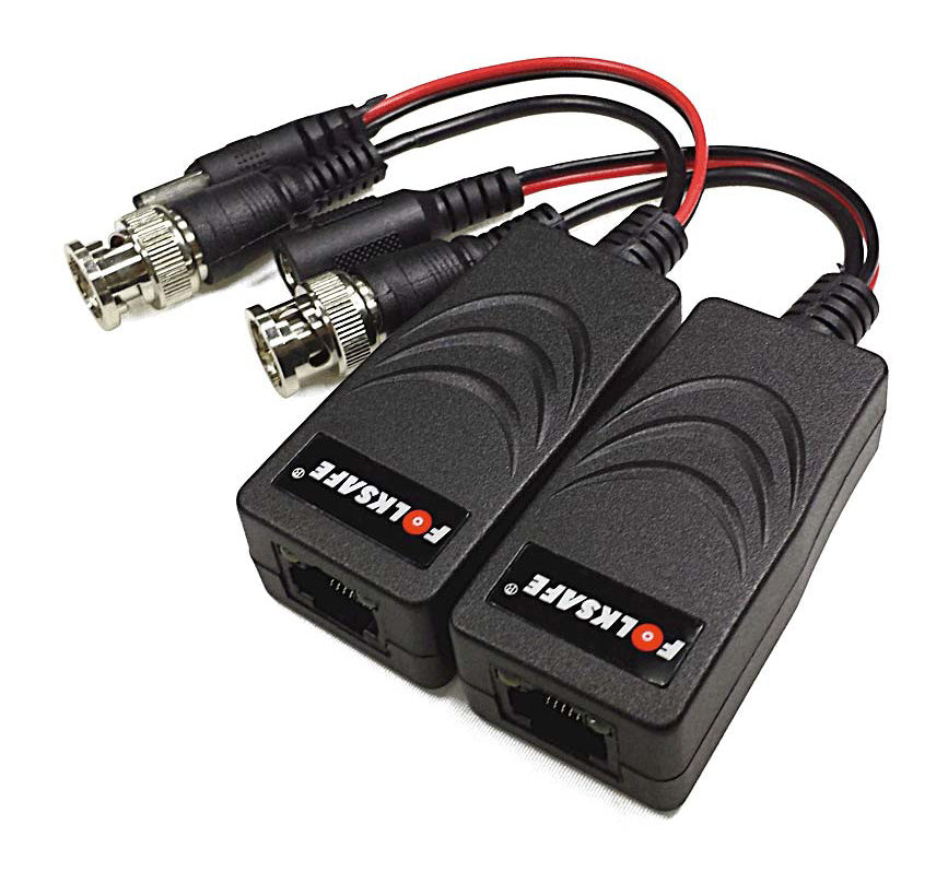 Folksafe - 1Ch Passive Video & Power Balun - RJ45 - Pair