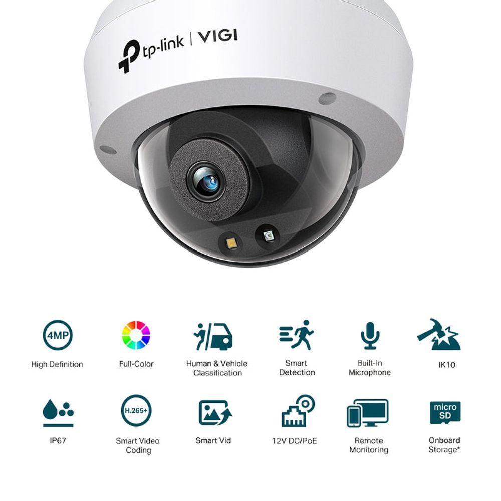 TL-VIGIC240(2.8MM) - TP-Link VIGI C240 (2.8mm) 4MP Outdoor Full-Colour Dome Network Camera