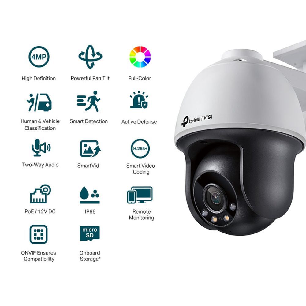 TL-VIGIC540S(4MM) - TP-Link VIGI 4MP Outdoor Full-Color Pan Tilt Network Camera