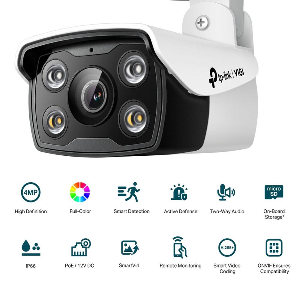 TL-VIGIC340(4MM) - TP-Link VIGI C340 (4mm) 4MP Outdoor Full-Colour Bullet Network Camera