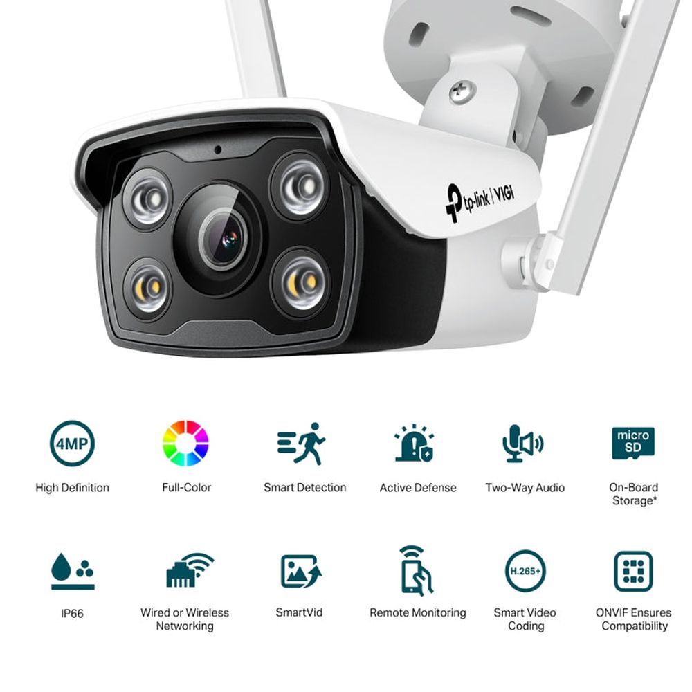 TL-VIGIC340-W(4MM) - TP-Link VIGI C340-W (4mm) 4MP Outdoor Full-Colour Wi-Fi Bullet Network Camera