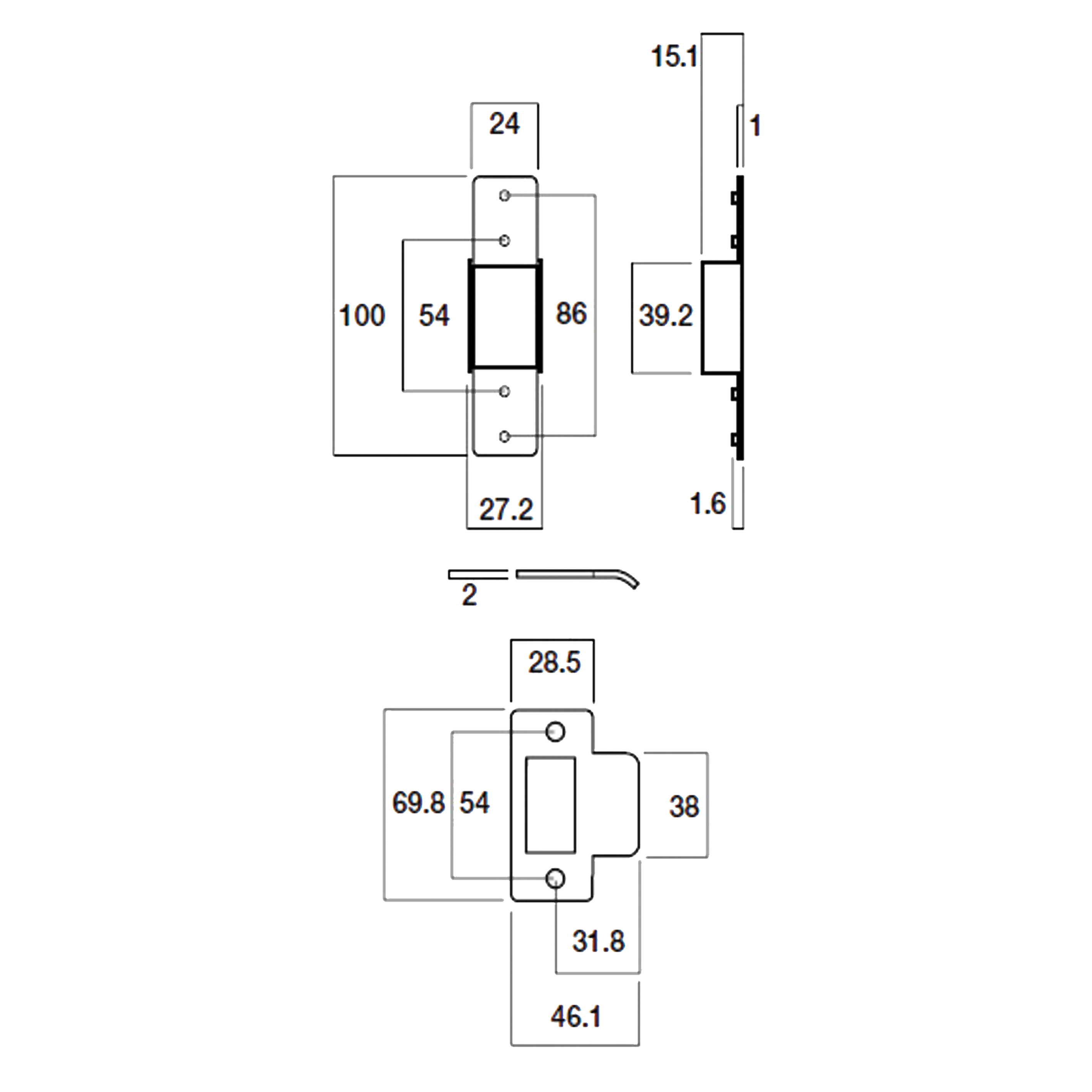 6782CTXNZSS - Lock 38mm Backset to Suit Cortex Escutcheons NZ Stainless Steel