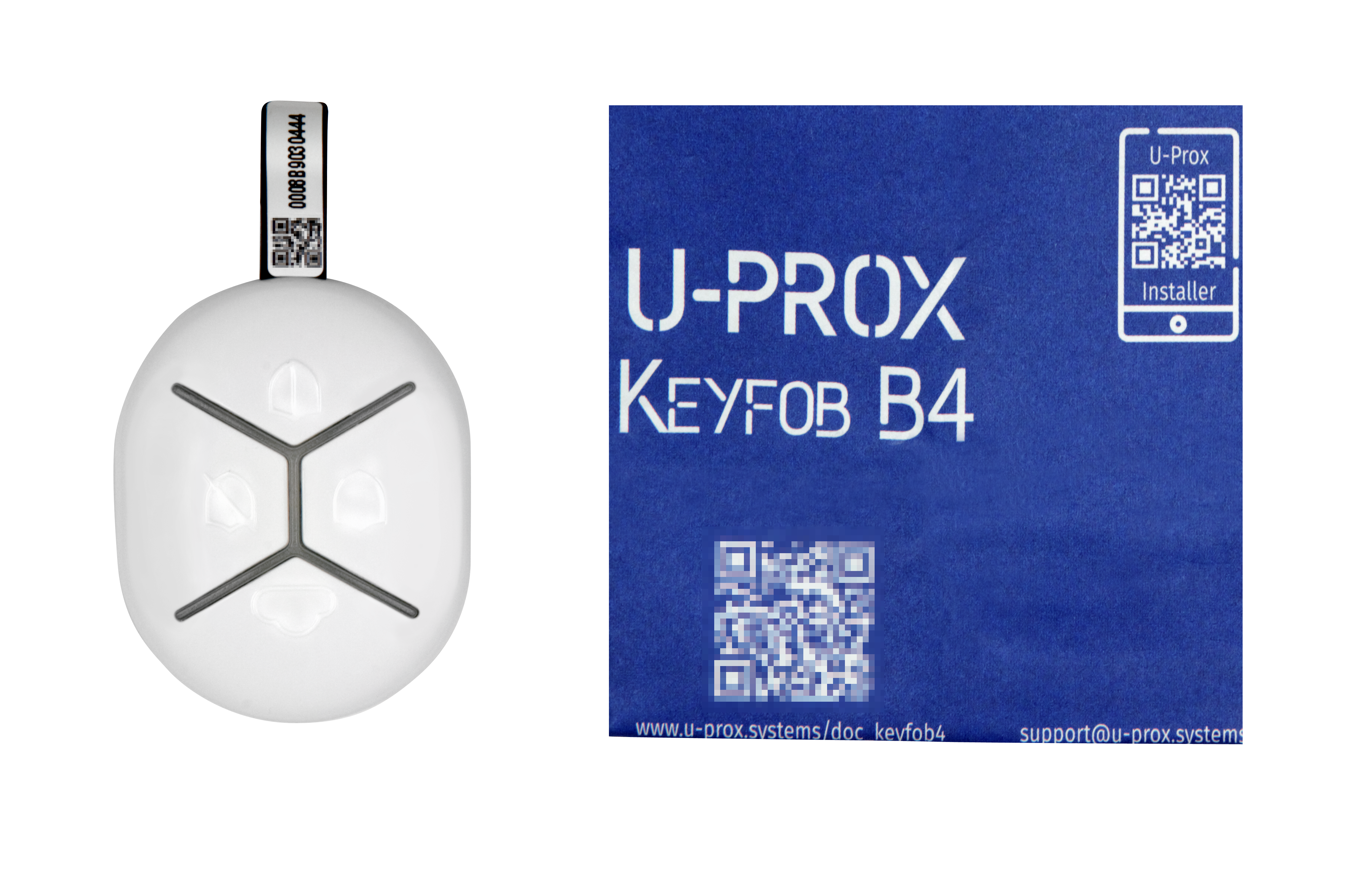 U-Prox Keyfob B4 White - Wireless Remote, three buttons for controlling and one programmable button