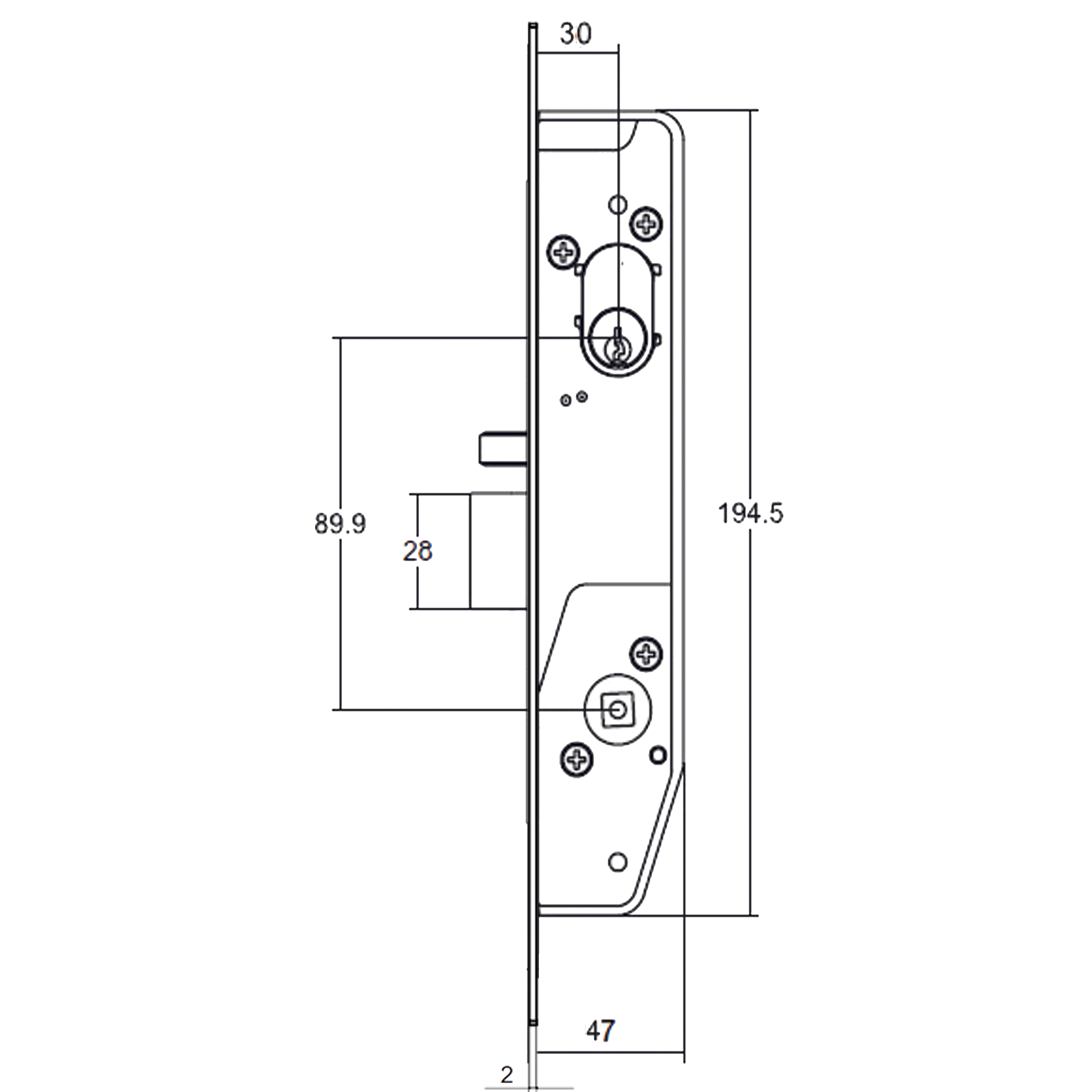 5782CTXNZSS - Lock 30mm Backset to Suit Cortex Escutcheons NZ Stainless Steel