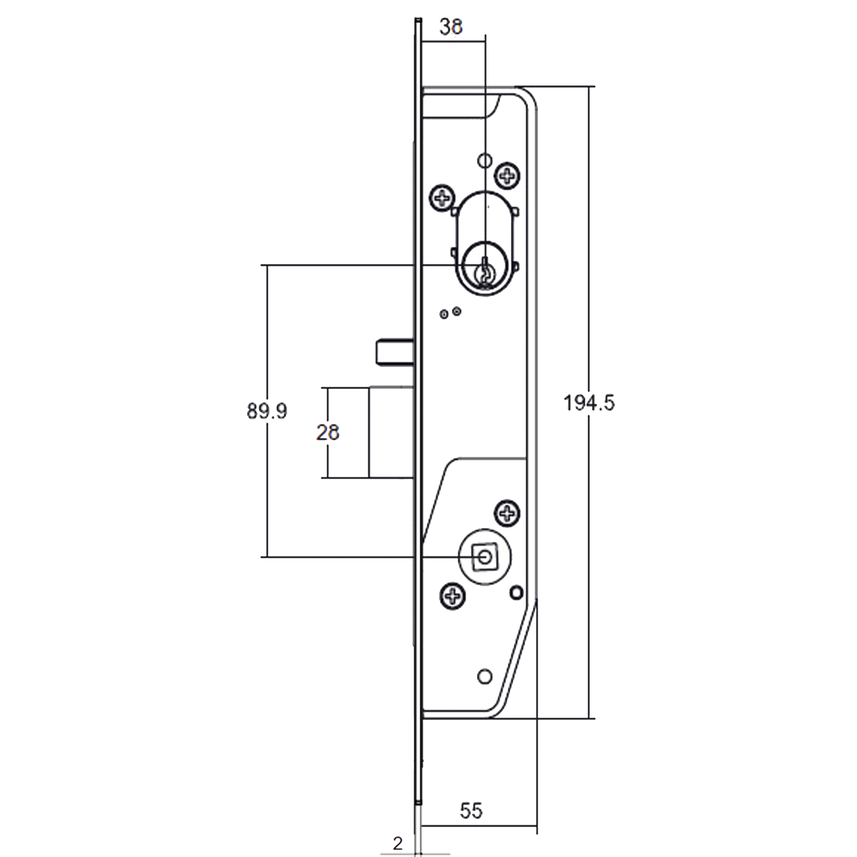 6782CTXNZSS - Lock 38mm Backset to Suit Cortex Escutcheons NZ Stainless Steel