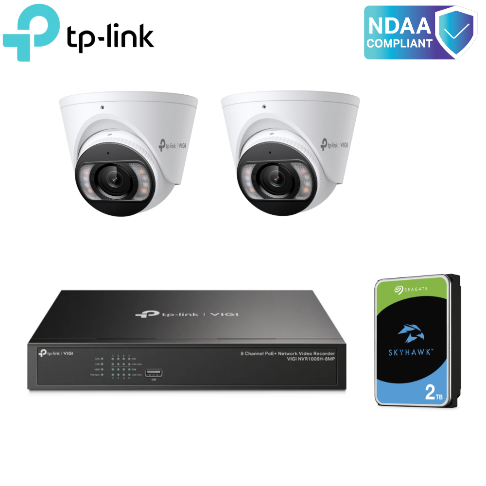 TPL-Kit4-4M2T-2TB - TP-Link 4ch Surveillance Kit 2TB & 2x 4MP Active Defense Turret Cameras