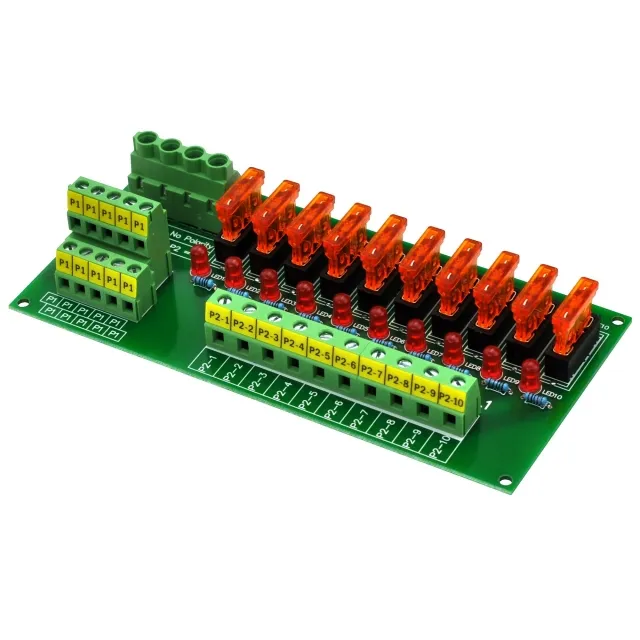 Fuse-Mod10-xA - AC/DC 5~32V Panel Mount 10 Position Power Distribution Fuse Module AC DC 5~32V Panel Mount 10 Position Power Distribution Fuse Module - 5A fuses