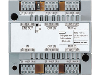 GT-4Z - Aiphone 4 zone video distribution module to split video and audio bus to four apartment stations