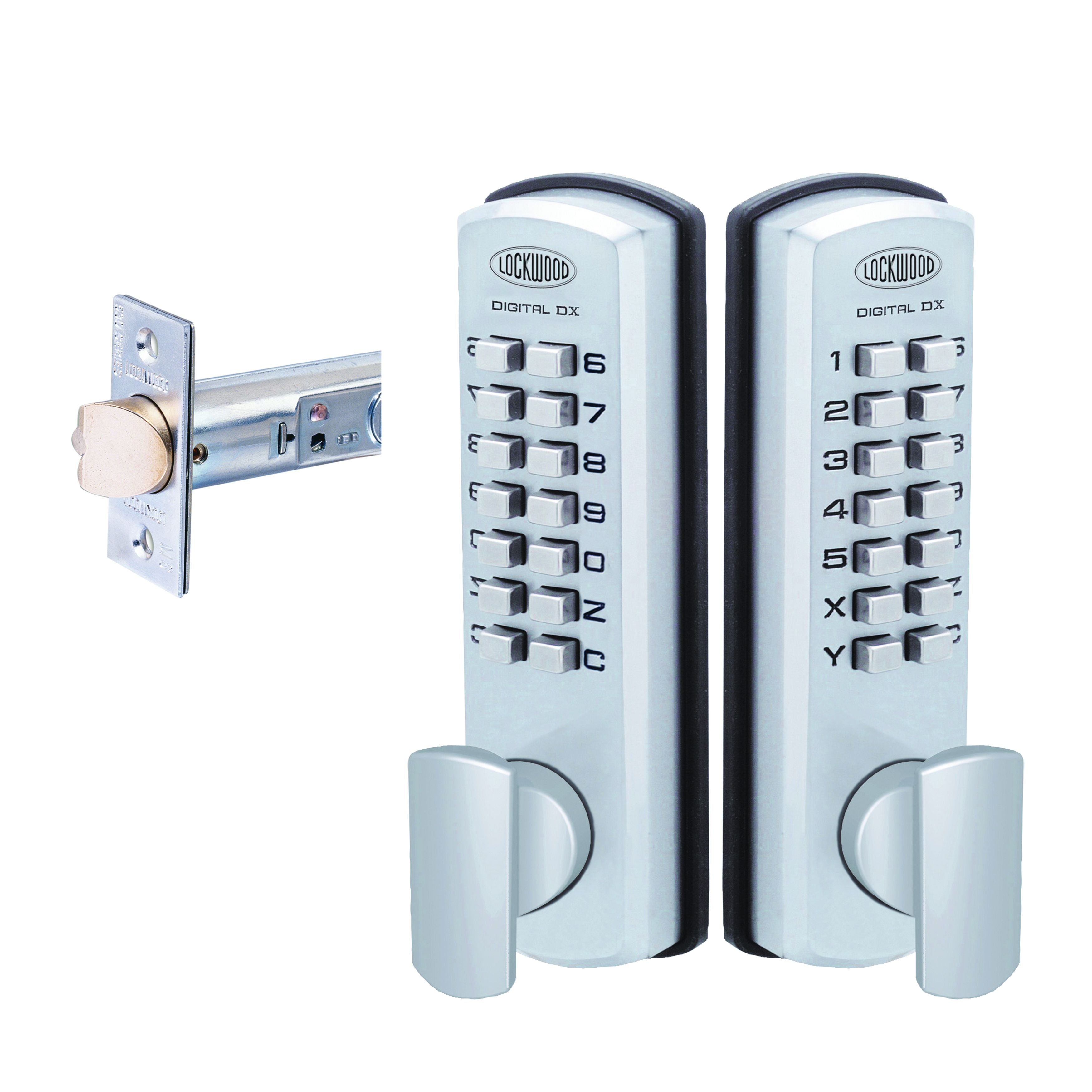 Lockwood 530DX Mechanical Digital Tubular Latch Lock 530DX Mechanical Digital Lock 2 Keypads - Satin Chrome Pearl SP