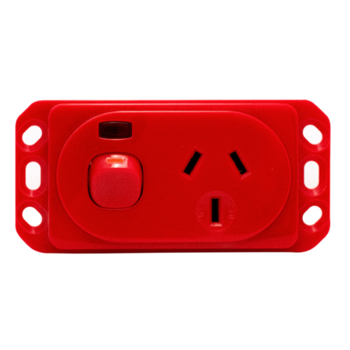 Meditek OB Series – Horizontal Socket Outlet Panel Mount Switched 10/15 Amp 240Va.c. Single Pole