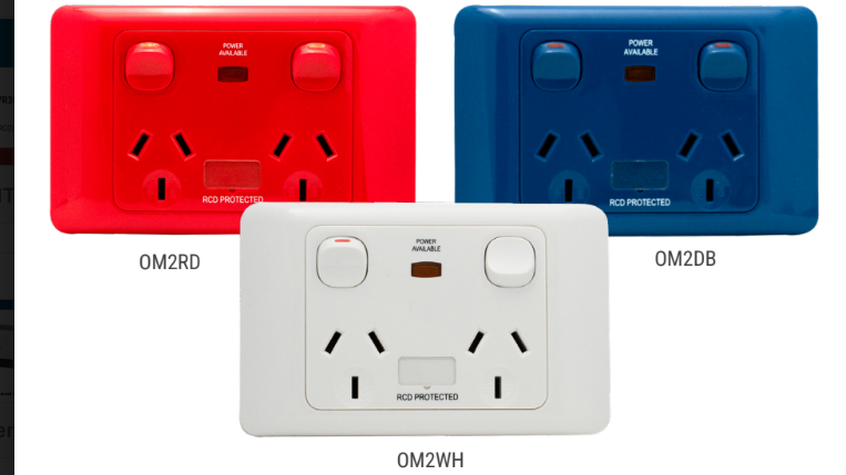 OM Series – Horizontal/Vertical Double Socket Outlets Switched 10/15 Amp 250V a.c.