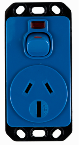 Meditek OB Series – Vertical Socket Outlet Panel Mount Switched 10/15 Amp 240V a.c. Single/Double Pole