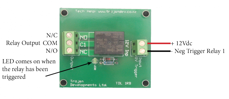 TDL-1RB – Trojan Single 8A Relay Board, 12VDC