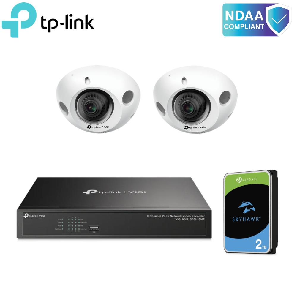 TPL-Kit4-4M2MD-2TB - TP-Link 4ch Surveillance Kit 2TB & 2x 3MP Minidome Cameras