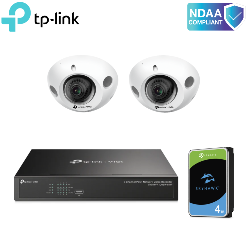 TPL-Kit4-3M2MD-4TB - TP-Link 4ch Surveillance Kit 4TB & 2x 3MP Minidome Cameras