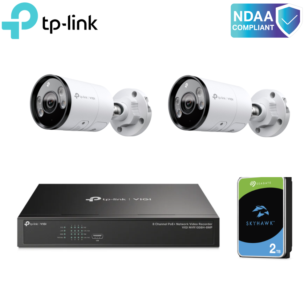 TPL-Kit8-5M2B-2TB - TP-Link 8ch Surveillance Kit 2TB & 2x 5MP Active Defense Bullet Cameras