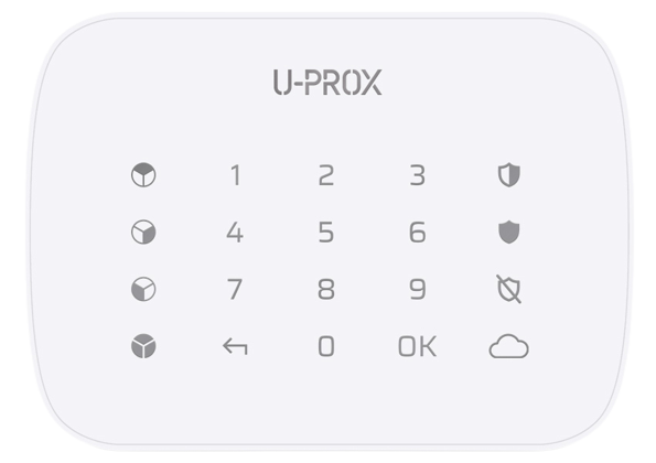 U-Prox Keypad G4 - Wireless Keypad with a touch surface and buttons for managing four groups Black