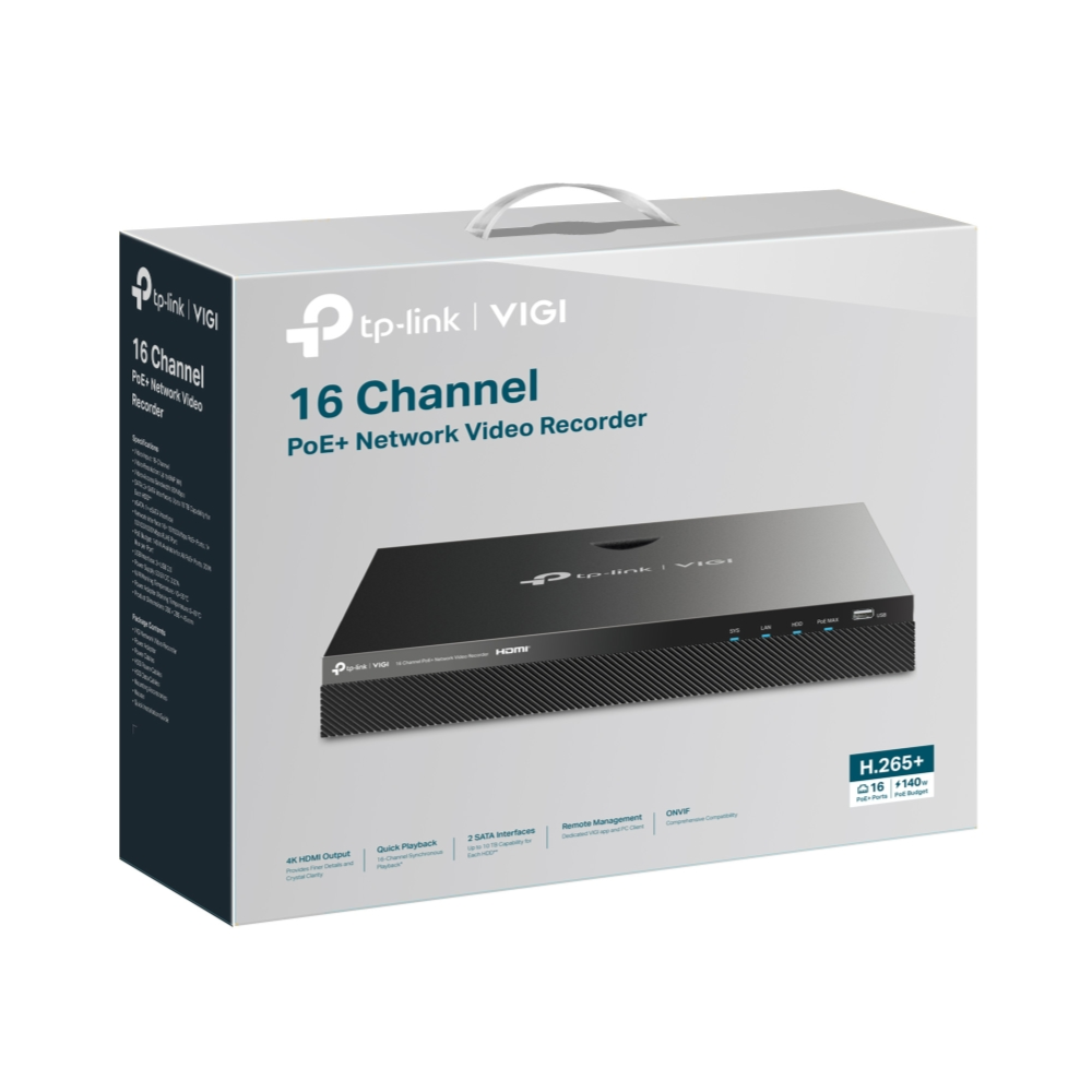 VIGI NVR2016H-16MP - TP-Link VIGI 16 Channel PoE+ Network Video Recorder