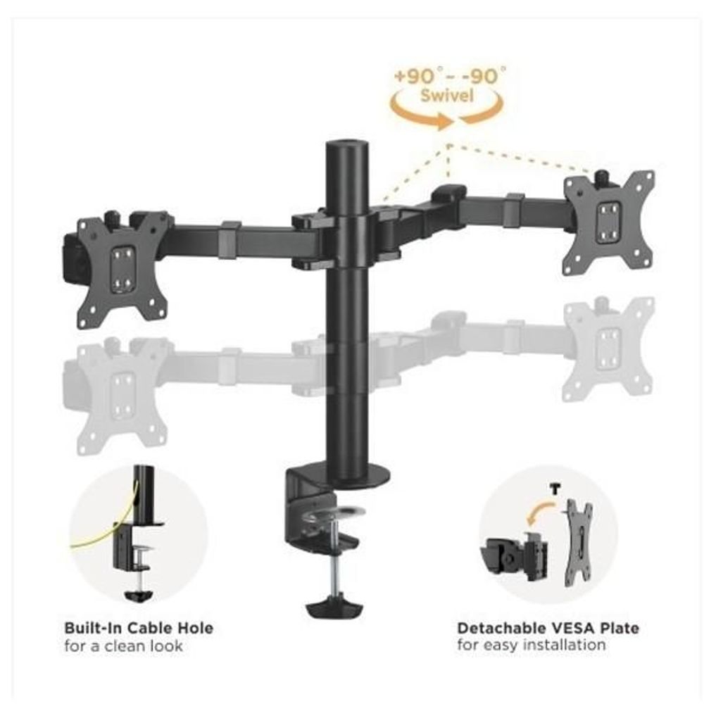 BT-DTM33-C024 - Bracom DUAL MONITORS AFFORDABLE STEEL ARTICULATING MONITOR STAND Desk Mount