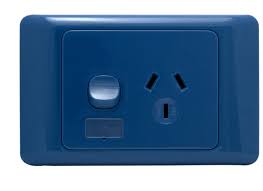 OM Series – Horizontal/Vertical Single Socket Outlets Switched 10/15 Amp 250V a.c. Dark Blue - Horizontal Vertical Single Socket Outlets