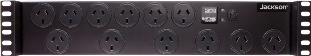 RAC1200 - 2RU 12x Outlet Horizontal Power Rail. Surge Protected 525J