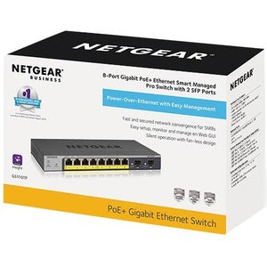 Netgear GS110TP-300AJS 8-port Gigabit PoE Smart Switch with 2 Gigabit Fiber SFP - 8 Ports