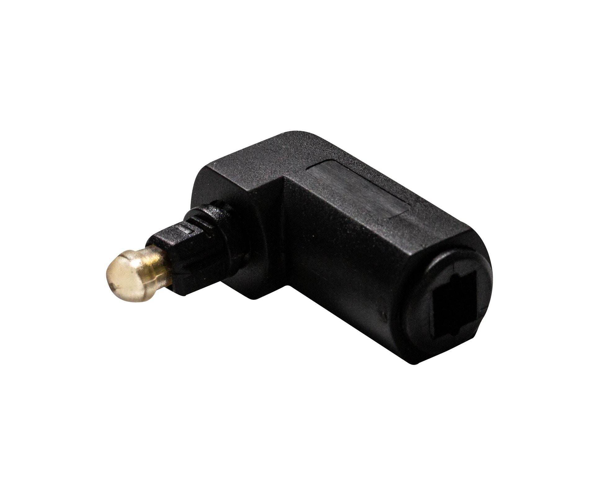 A-TLFIB-MFRA - Dynamix TosLink Right Angled Fibre Optic Audio Male Female Adapter.