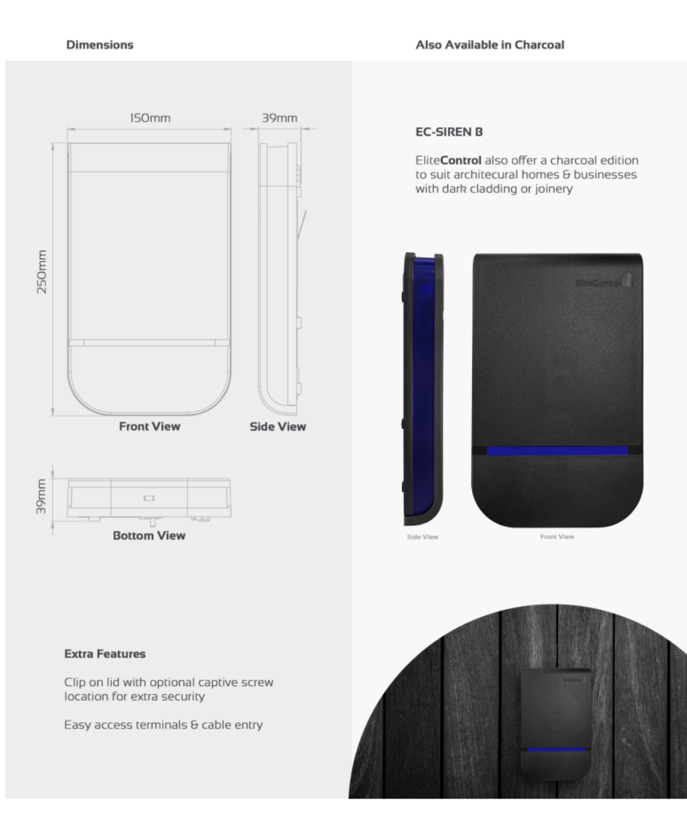 EC-Siren-B - Charcol External Alarm Siren with Blue LED