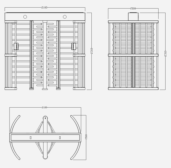 FGES-RTDFH550-1 - FERN360 - Full Height Stainless Steel Rotor Turnstile, Double Lane