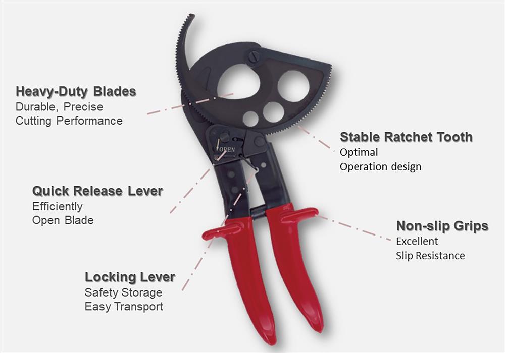 HANLONG Heavy Duty Ratchet Cutter for Cable up to 29.4mm. Quick