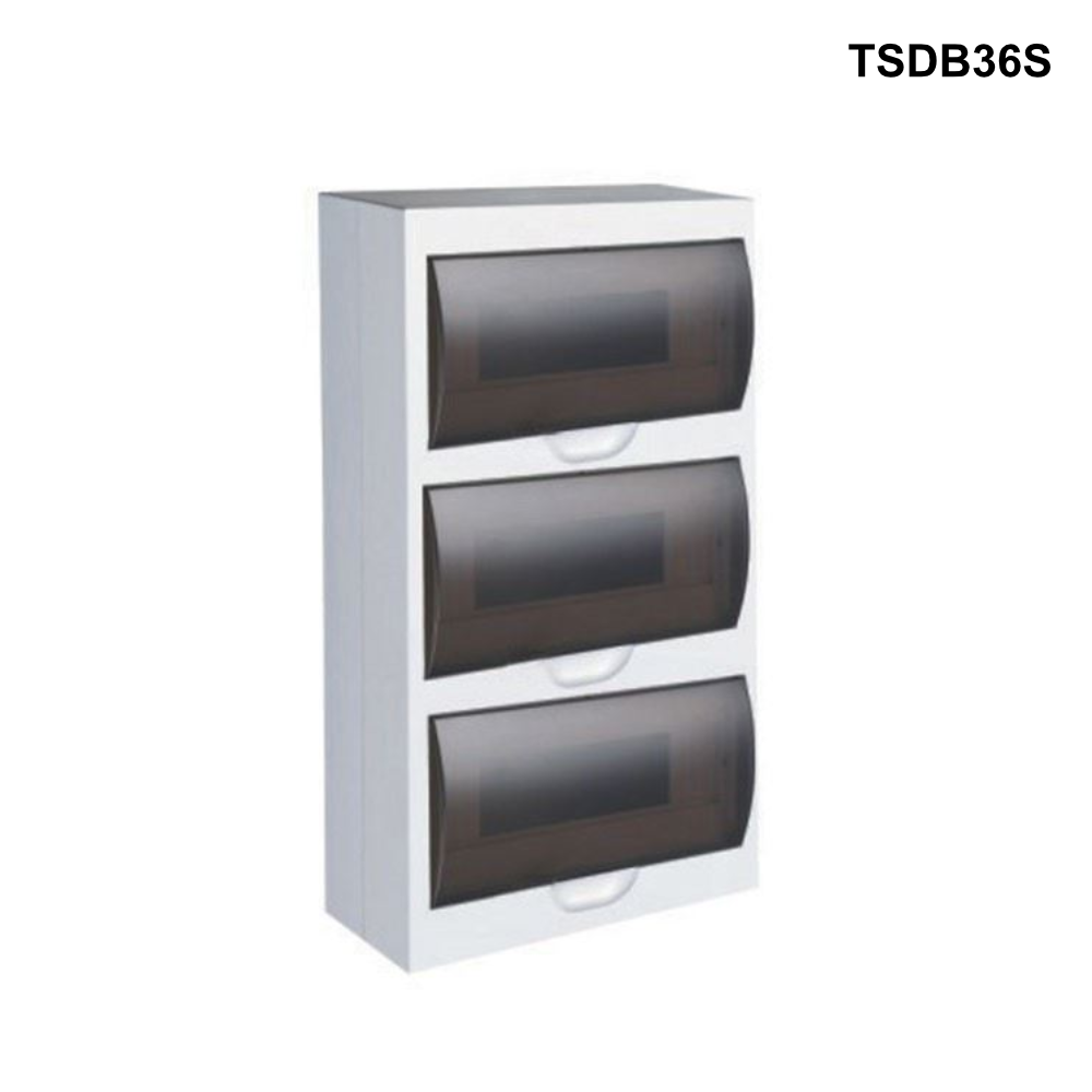 TSDB - Surface Mounted Distribution Board, fire retardant material 4 to 36 Pole Options TSDB - Surface Mounted Distribution Board - 36 Pole