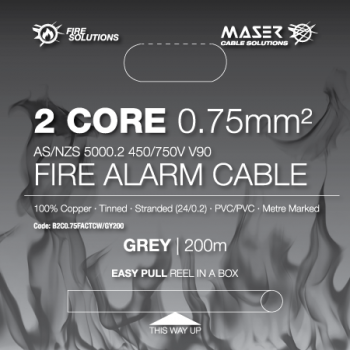 B2C0.75FACTCW - Maser 2 Core, 0.75mm², Tinned Copper, Fire Alarm Cable - Grey or Red