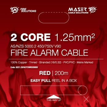 B2C1.25FACTCW - Maser 2 Core, 1.25mm², Tinned Copper, Fire Alarm Cable - Grey or Red