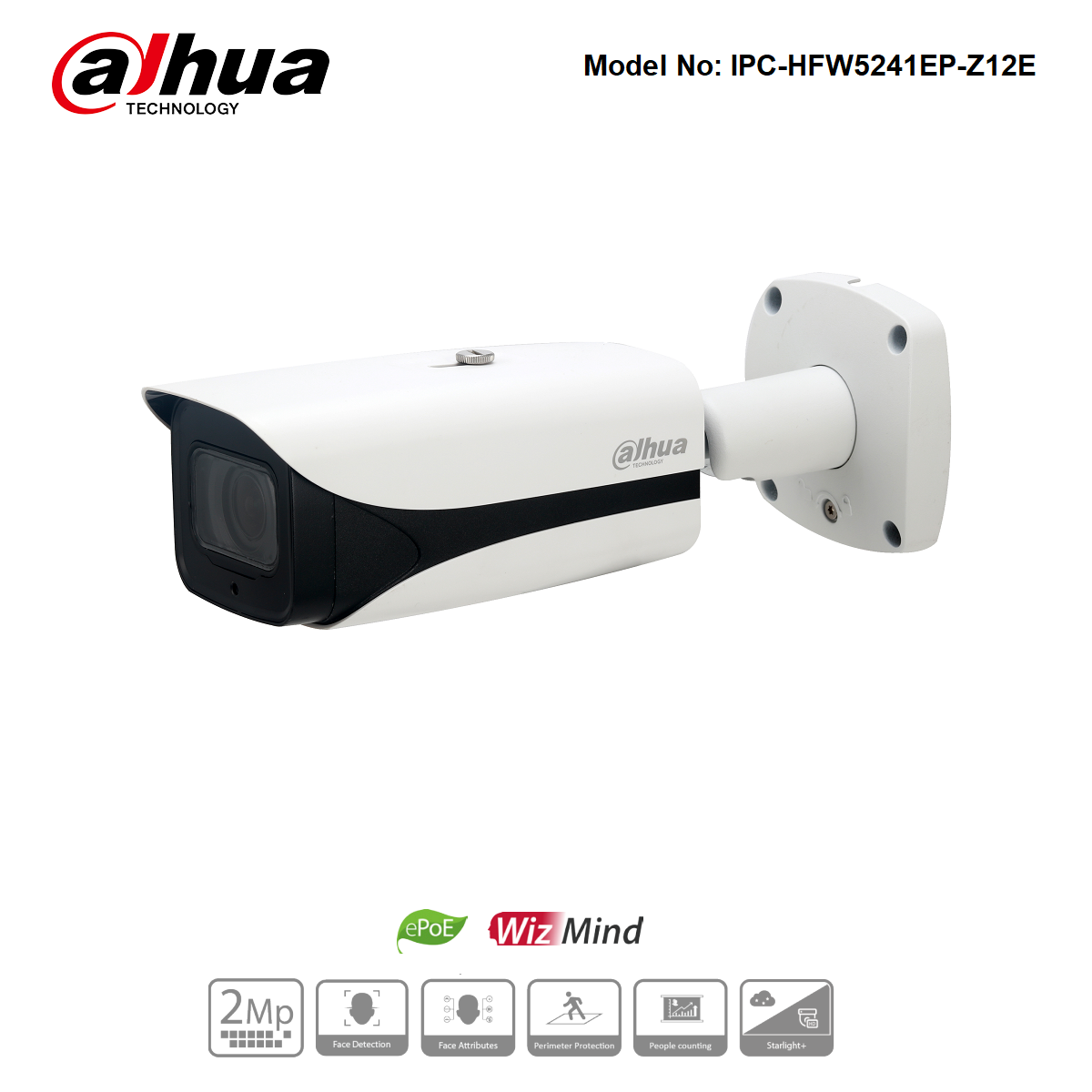 IPC-HFW5241EP-Z12E - Dahua - 5.3-64mm 12x Zoom 2MP Bullet Wizmind 150m IR ePoE WDR