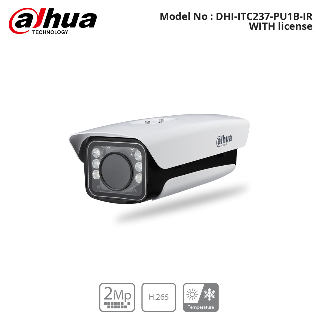 DHI-ITC237-PU1B-IR WITH license - Dahua - 2 Megapixel Full HD WDR Access ANPR Camera