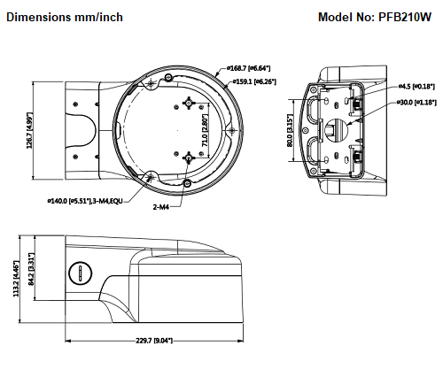 PFB210W - Waterproof Wall Mount Bracket