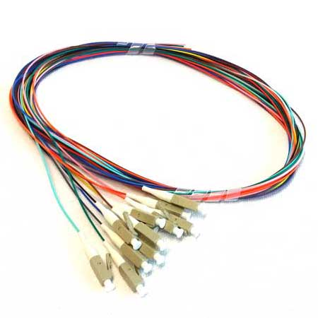 Pigtail Leads, LC/PC Connector, OM3 Multimode, Rainbow, 1 Metre, 12 Pack (EM-EAP051-LC-P-OM3-1)