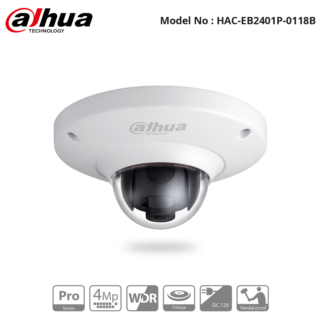 HAC-EB2401P-0118B - Dahua - 4MP HDCVI WDR Fisheye Camera