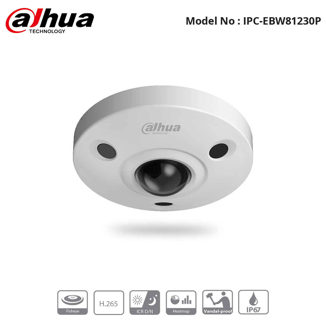 IPC-EBW81230P - Dahua - 12MP IR Starvis Vandal Fisheye Panoramic Camera