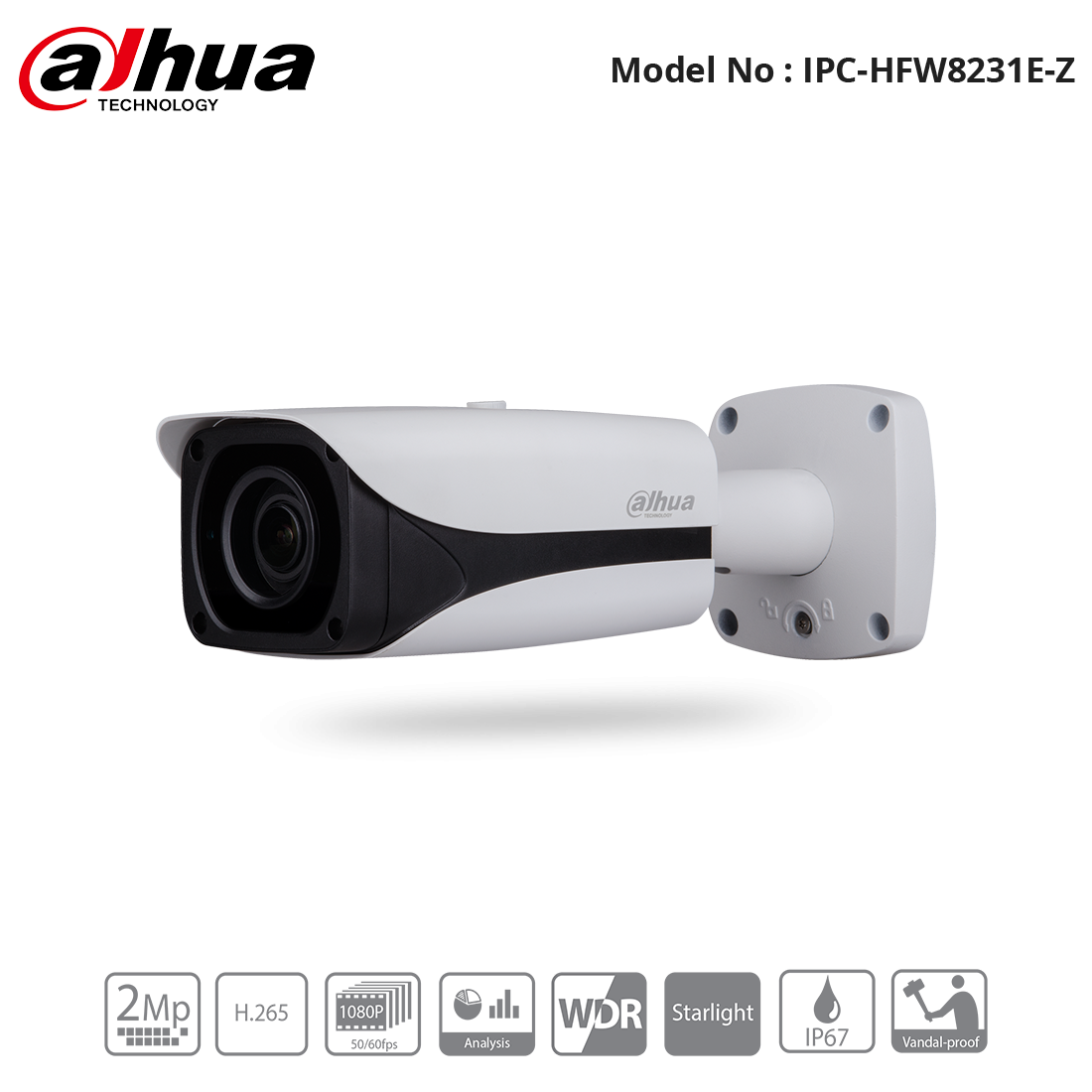 IPC-HFW8231E-Z - Dahua Starlight 2MP Motorised Bullet