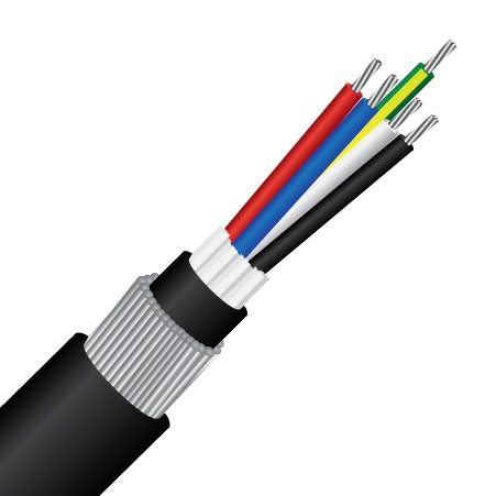 4 Core + Earth (5G), 6.0mm, 0.6/1KV, PVC 90°C, SWA, Industrial Power Cable (MASCP5G/6.0SWA)