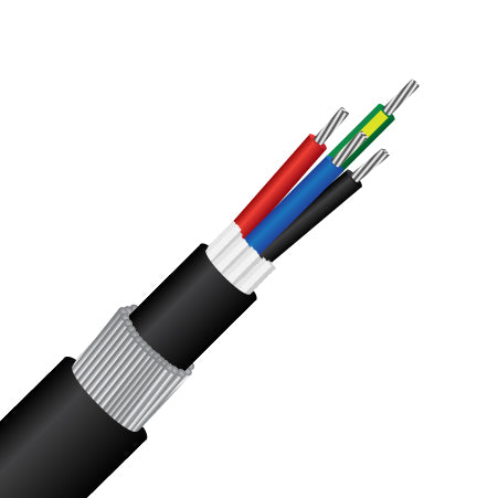 3 Core + Earth (4G), 10.0mm, 0.6/1KV, TCW, XLPE, SWA, PVC 90°C, Industrial Power Cable (MASCPX4G/10.0SWA)